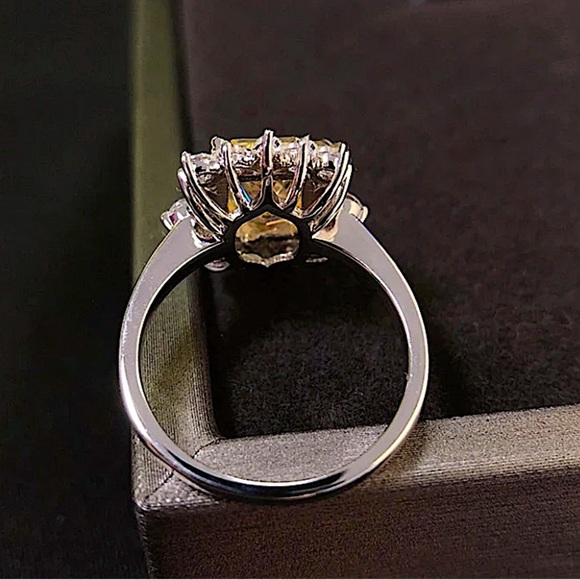 Sterling Silver Citrine Charm Cubic Zircon Ring - Picture 3 of 4